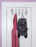 Duvtail Over The Door Hook Rack 5 Acrylic Hooks and Stainless Steel Organizer Rack