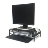 Monitor Stand with Drawer Organizer, Mesh Desk Organizer 5 Trays Desktop Document Letter Tray - 2 Piece Set