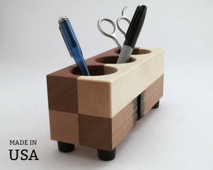 Wooden Pencil Holder, Desk Organizer by andrewsreclaimed