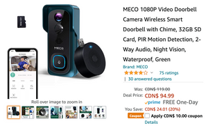 Amazon Canada Deals: Save 29% on Doorbell Camera Wireless with Coupon + 20% on Canadian Curriculum + 40% on Beach Blanket + 25% on Air Purifier + 60% on Can Rack Organizer + More Offer