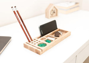 Wooden desk organizer Pencil holder Desk organization Office desk accessories by PromiDesign