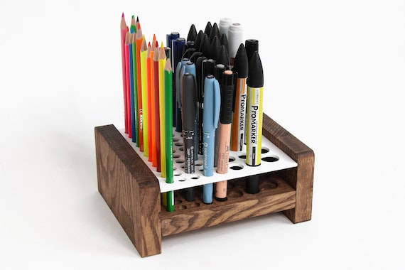 Wood pencil holder Pen holder Pencil storage Wooden pen holder Desk organization by PromiDesign