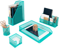 Blu Monaco Dark Teal 5 Piece Cute Desk Organizer Set - Cute Office Desk Accessories