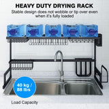 Dish Drying Rack Over Sink Stainless Steel Drainer Shelf, 37.4 Inches Width (Black)