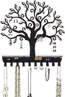Angelynn's Jewelry Organizer Hanging Earring Holder Wall Mount Necklace Display Rack Storage Branch Rack, Tree of Life Black