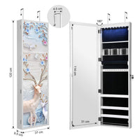 LANGRIA LANGRIA Jewellery Cabinet with Full-Length Mirror and Stunning 3D Magnetic Flower Picture Frame Features LED Lighting and Lockable Wall-Mounted Over-the-Door Design for Armoire and Accessory Storage
