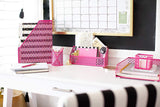 Blu Monaco Hot Pink 5 Piece Cute Desk Organizer Set - Cute Office Desk Accessories