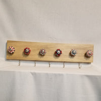 Jewlery Accessory Organizer Rack Hooks Knobs Wood Wall Hanging Kitchen Bathroom Bedroom Home Decor blue red white