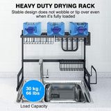 LANGRIA LANGRIA Dish Drying Rack Over Sink Stainless Steel Drainer Shelf, Professional 2-Tier Utensils Holder Display Stand for Kitchen Counter Organization, Fully Customizable, 25.6 Inches Width (Black)