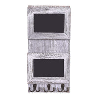Rustic 2-Slot Mail Sorter Organizer for Wall with Chalkboard Surface
