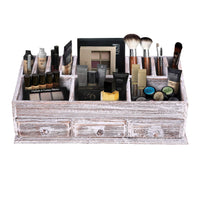Rustic Wooden Desk Organizer and Storage for Home or Office Makeup - Comfify