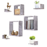 Comfify Rustic Wall Mounted Square Shaped Floating Shelves – Set of 7 - Comfify