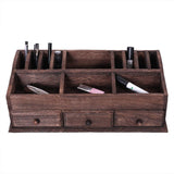 Rustic Wooden Desk Organizer and Storage for Home or Office Makeup