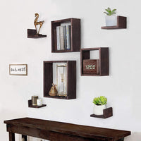 Comfify Rustic Wall Mounted Square Shaped Floating Shelves – Set of 7