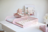 Blu Monaco Pink 6 Piece Cute Desk Organizer Set - Cute Office Desk Accessories