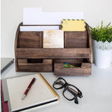 Rustic Wooden Desk Organizer and Storage for Home or Office Makeup - Comfify