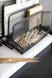 Blu Monaco Office Cubicle Accessories – Small Black Wire Mesh Desk Organizer Letter Sorter with Pencil Tray Accessory Drawer – Desk Caddy Organizer