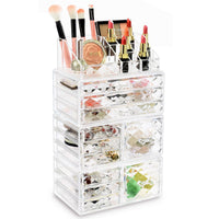 Ikee Design 4 PCS Cosmetic Makeup and Jewelry Storage Display Case Set