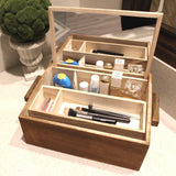 Ikee Design® Wooden Jewelry Box, Cosmetic Organizer with Collapsible Mirror