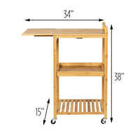 38-Inch Rolling Bamboo Kitchen Cart