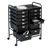 12-Drawer Rolling Storage and Craft Cart Organizer, Black