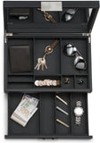 Men's Luxury Jewelry Accessories Box & Dresser Organizer - 12 Slots