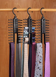 Tie & Belt Rack – (3-Pack) –  Necktie Accessories Organizer – 20 Non-Slip Hanger Hooks Each – Rotates 360 Degrees – Storage Solution For Neckties And Belts