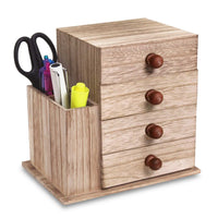 Ikee Design® Wooden desktop Storage with 4 Drawers & a Side Compartment