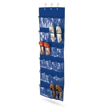 24-Pocket Over-The-Door Hanging Shoe Organizer, Blue