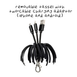 Tech and Phone Accessories Organizer Set - Drawstring & U-Zip Pouch, Black