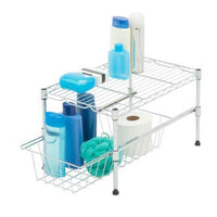 12-Inch Cabinet Organizer With Basket and Adjustable Shelf